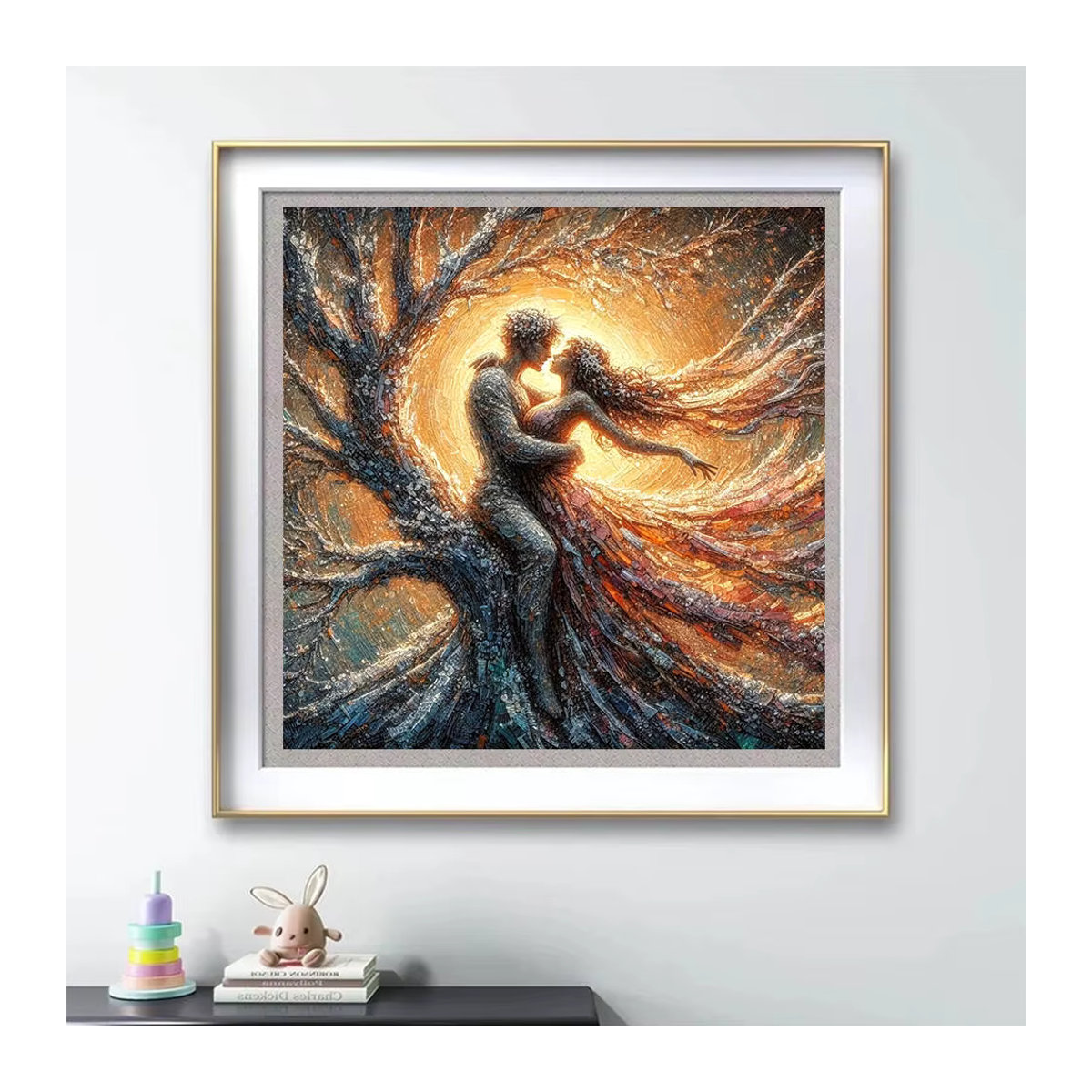 HUACAN Diamant-Mosaik Set für Damen und Herren mit Porträt, Baum und Landschaft in Mehrfarbig für moderne Wandmontage - Bild 4