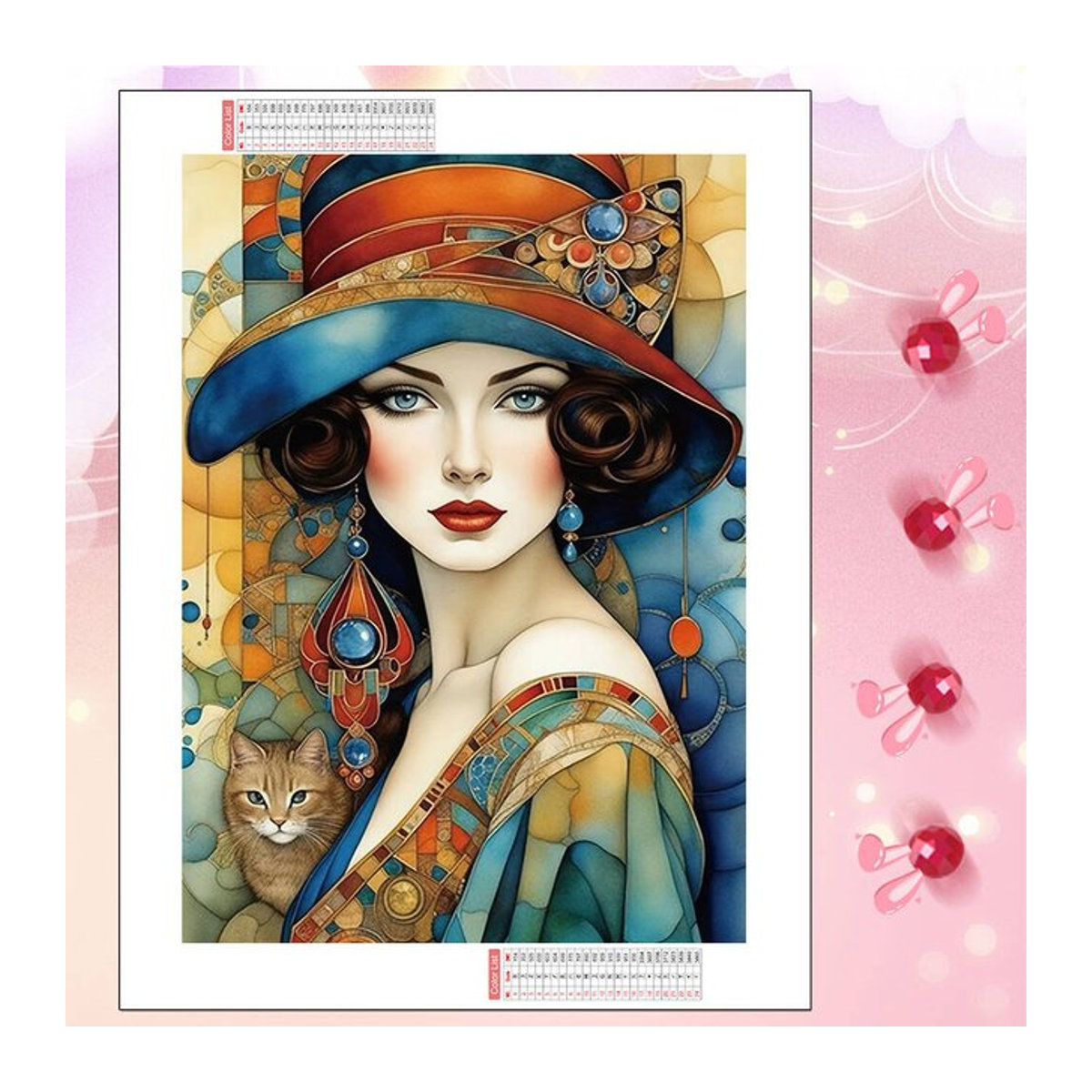 HUACAN Diamant-Mosaik-Set Porträt Frauen im Art Déco Stil, mehrfarbig, Wanddekoration - Bild 1