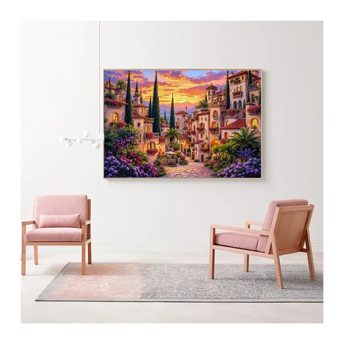 Huacan Diamant-Mosaik Wanddekoration Sonnenuntergang Landschaft in Mehrfarbig, Quadratisch, Rahmenlos - Bild 2