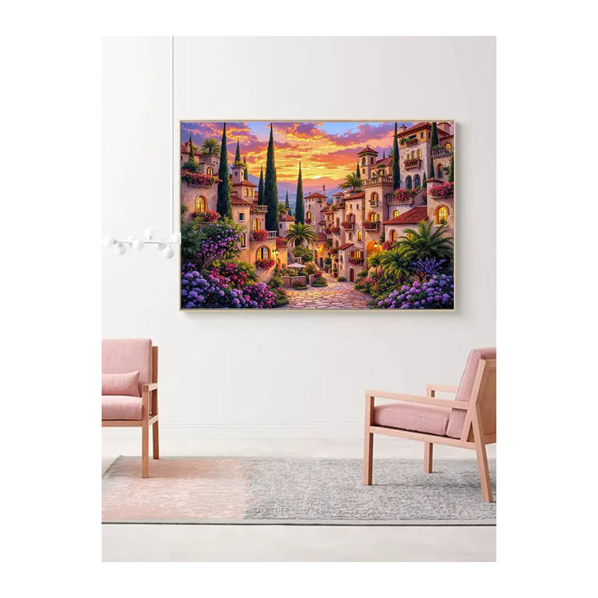 Huacan Diamant-Mosaik Wanddekoration Sonnenuntergang Landschaft in Mehrfarbig, Quadratisch, Rahmenlos - Bild 3