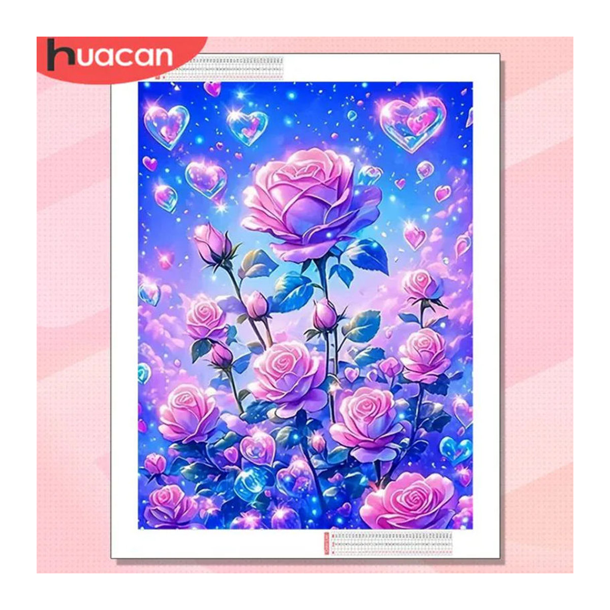 HUACAN Diamant-Stickerei Set mit Rose und Schmetterling, rund, mehrfarbig, Wandmontage für Erwachsene - Bild 1