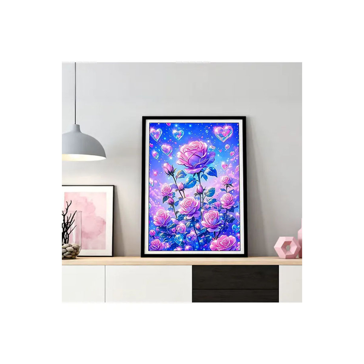HUACAN Diamant-Stickerei Set mit Rose und Schmetterling, rund, mehrfarbig, Wandmontage für Erwachsene - Bild 5