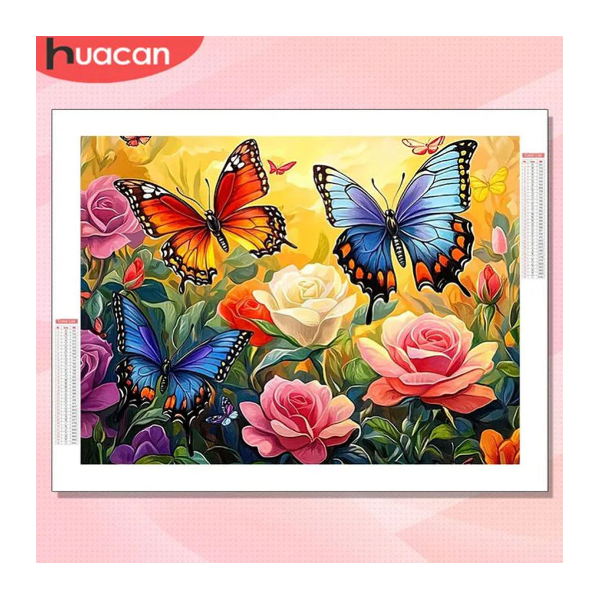 HUACAN Diamantmalerei DIY Set mit Schmetterling und Rosenblumen in Mehrfarbig mit Rundbohrern - Bild 1