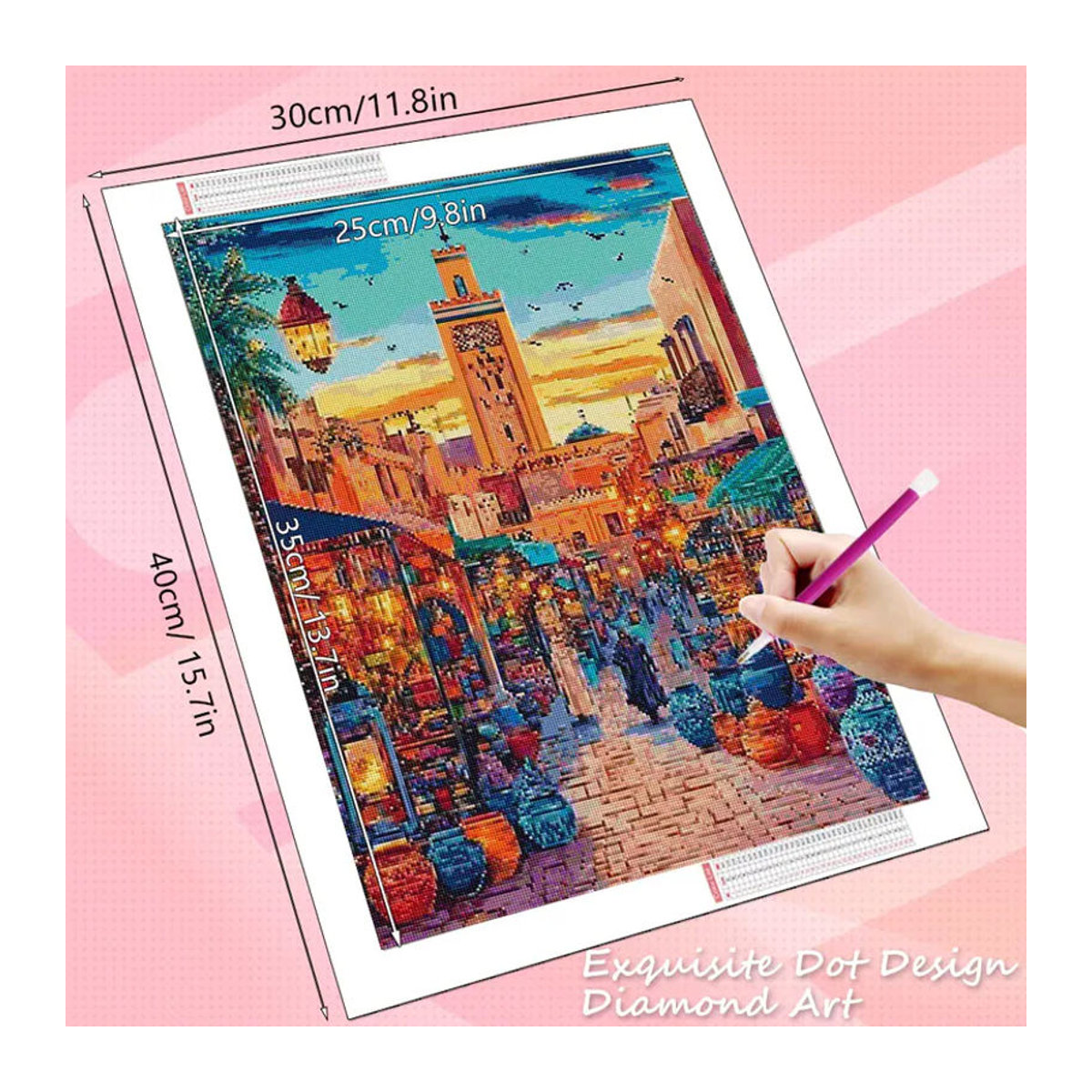 HUACAN Diamantmalerei DIY Set Stadtstraßen-Landschaft als 5D Mosaik für Erwachsene in Mehrfarbig und Rund - Bild 2