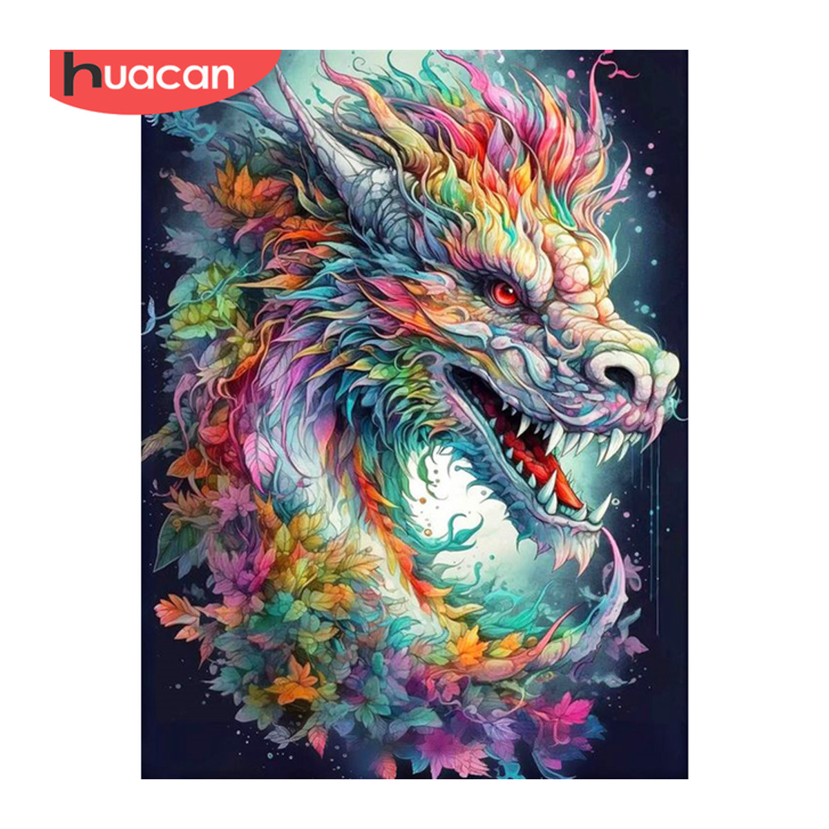 Huacan Diamantmalerei Drachen Motiv als Kreuzstich Mosaik in Mehrfarbig zur Wandmontage - Bild 1