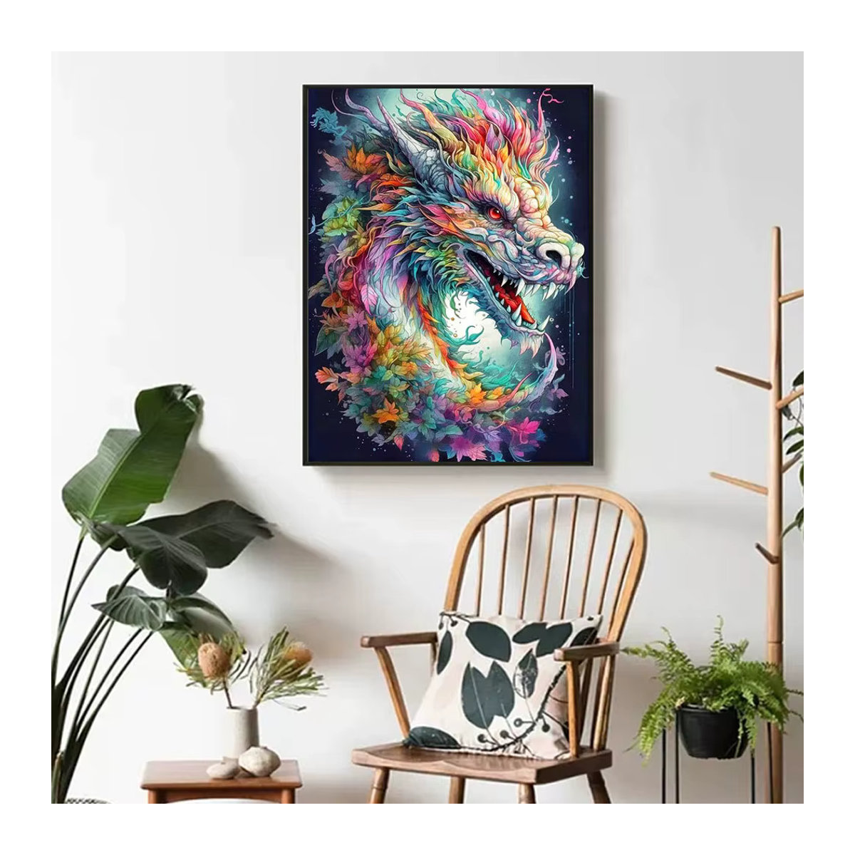 Huacan Diamantmalerei Drachen Motiv als Kreuzstich Mosaik in Mehrfarbig zur Wandmontage - Bild 3