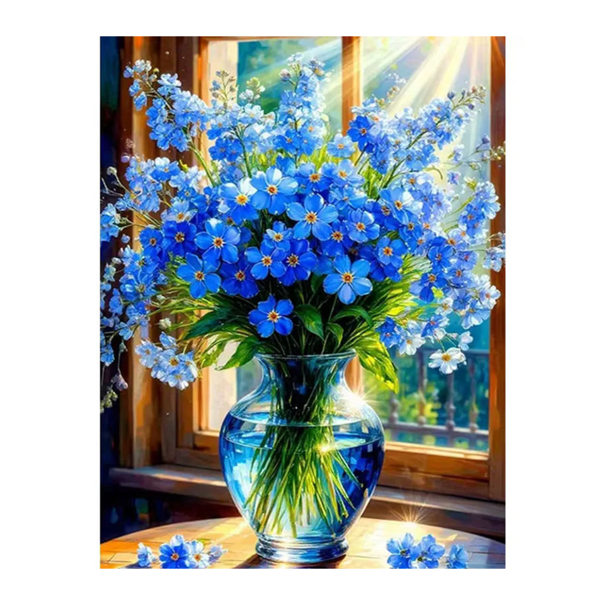 HUACAN Diamantmalerei Gänseblümchen-Blumenmotiv Komplettset in Blau mit Glassteinen zur floralen Wanddekoration, B/H: 30 x 20 cm - Bild 3