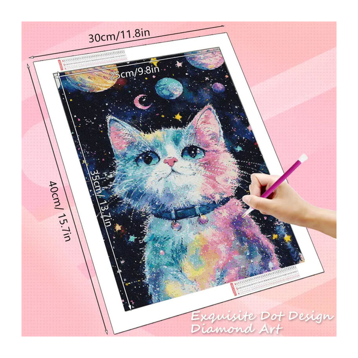 HUACAN Diamantmalerei Katze 5D-Diamantkunst Mosaik Set für Heimdekoration mehrfarbig quadratisch und rund - Bild 2