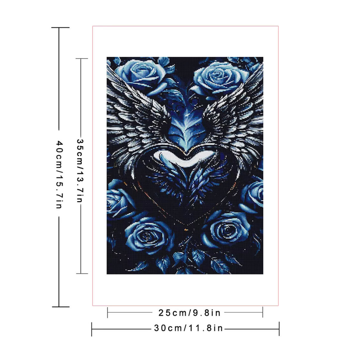 Huacan Diamantmalerei mit Rosen und Flügeln als dekoratives Mosaikbild in Blau für dein Wohnzimmer - Bild 2