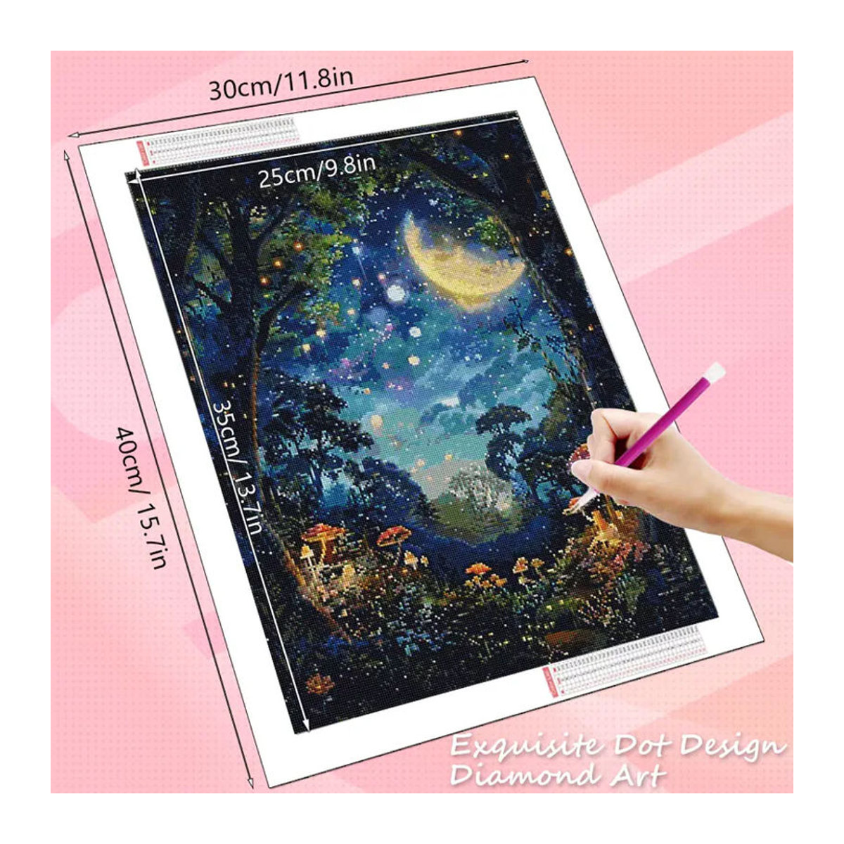 HUACAN Diamantmalerei Pilz-Landschaft 5D DIY Bastelset für Erwachsene, Mehrfarbig, Quadratisch - Bild 2