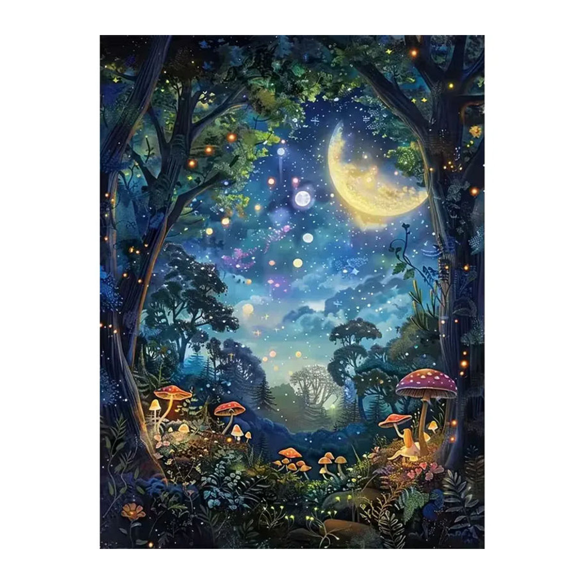 HUACAN Diamantmalerei Pilz-Landschaft 5D DIY Bastelset für Erwachsene, Mehrfarbig, Quadratisch - Bild 4