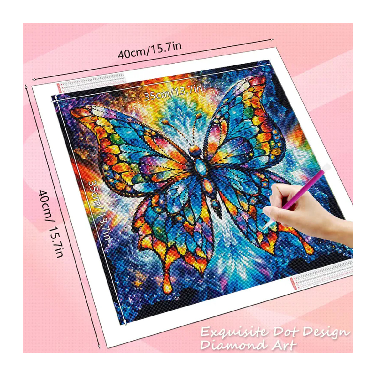 HUACAN Diamantmalerei Schmetterling als Mosaik-Wanddekoration in Quadratisch und Mehrfarbig - Bild 2