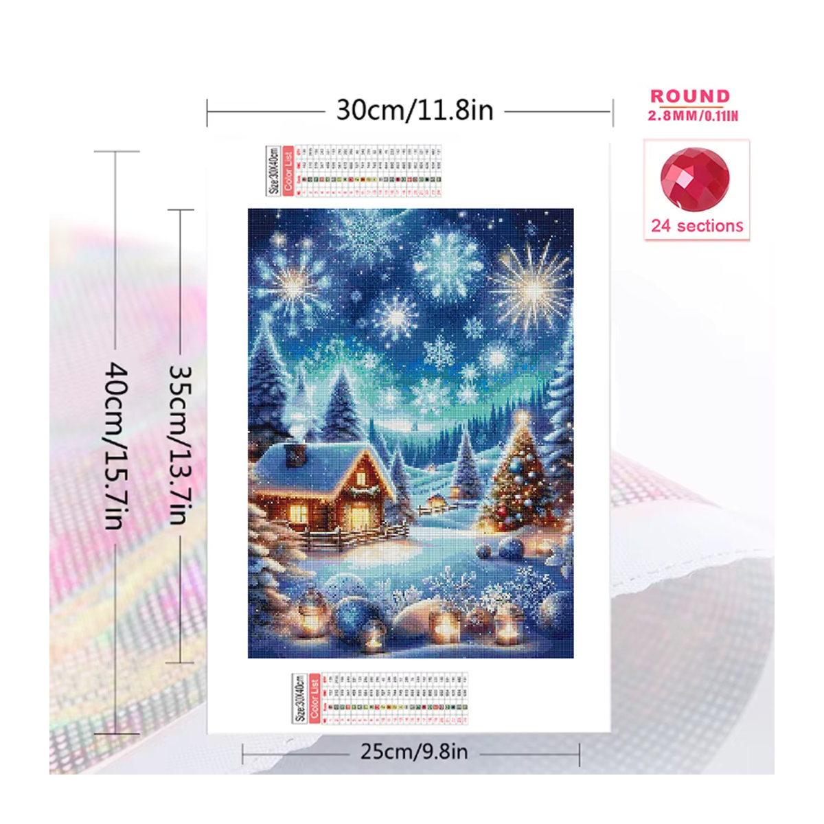 Huacan Diamantmalerei Set Sternenhimmel Landschaft mit Weihnachtsbaum als dekoratives Mosaik-Kunstkit in Mehrfarbig - Bild 2