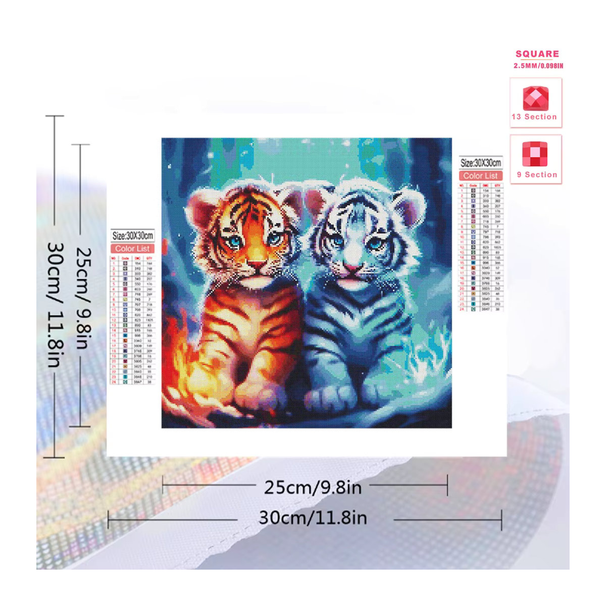 Huacan Diamantmalerei Tiger 5D DIY Stickerei als Wandbild für dein Zuhause, mehrfarbig - Bild 2