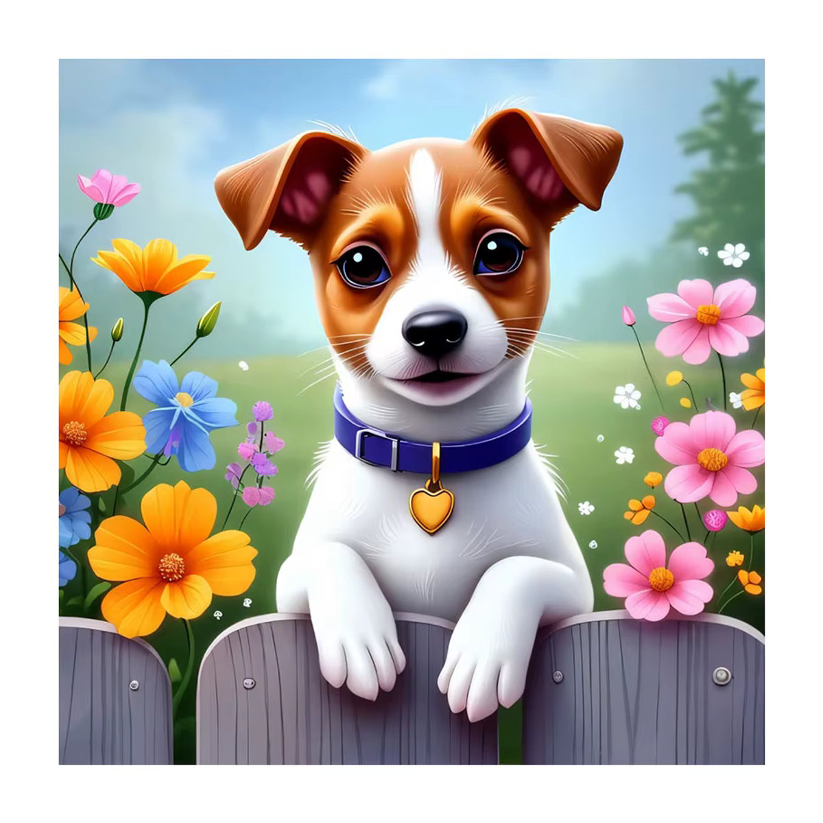HUACAN Diamond Painting Set Hund mit Blumen als DIY Mosaik Kunstwerk in Rund und Mehrfarbig - Bild 4