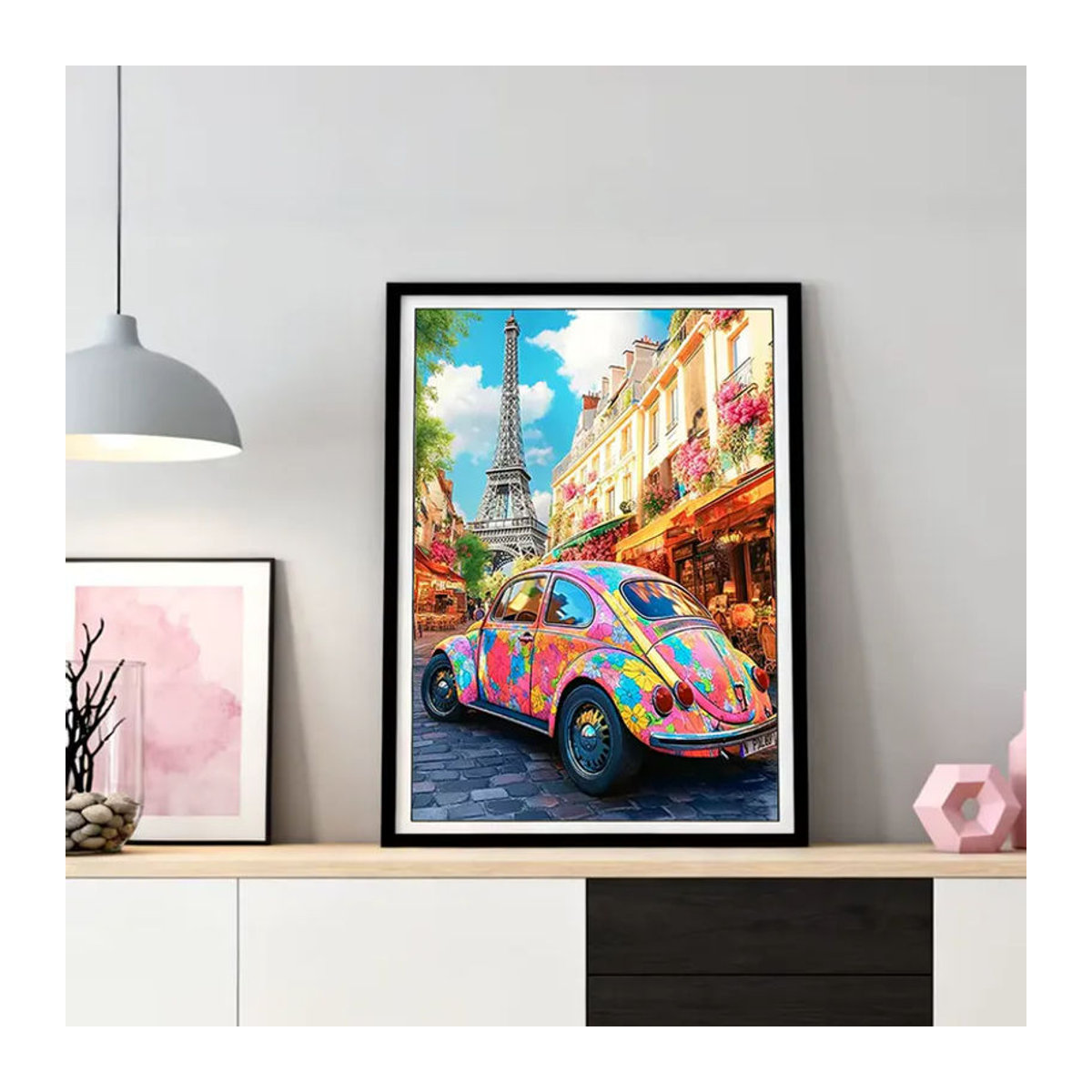 HUACAN Diamond Painting Set Stadtstraßen-Landschaft mit Auto und Blumen, 5D Mosaik-Bild in Mehrfarbig, Rechteckig - Bild 3