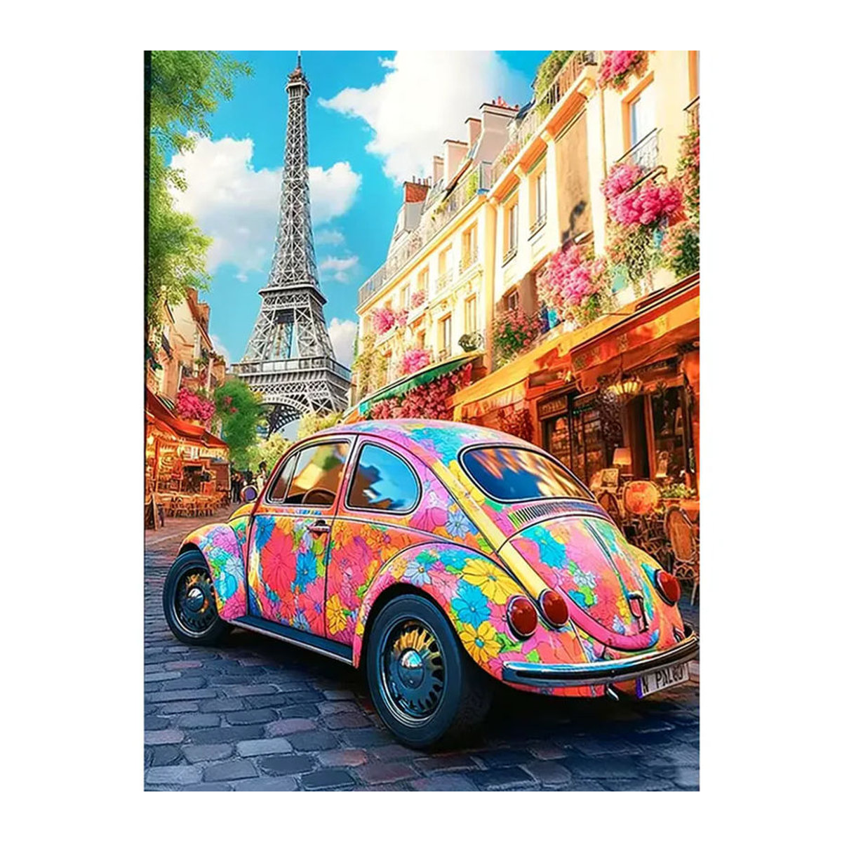 HUACAN Diamond Painting Set Stadtstraßen-Landschaft mit Auto und Blumen, 5D Mosaik-Bild in Mehrfarbig, Rechteckig - Bild 4