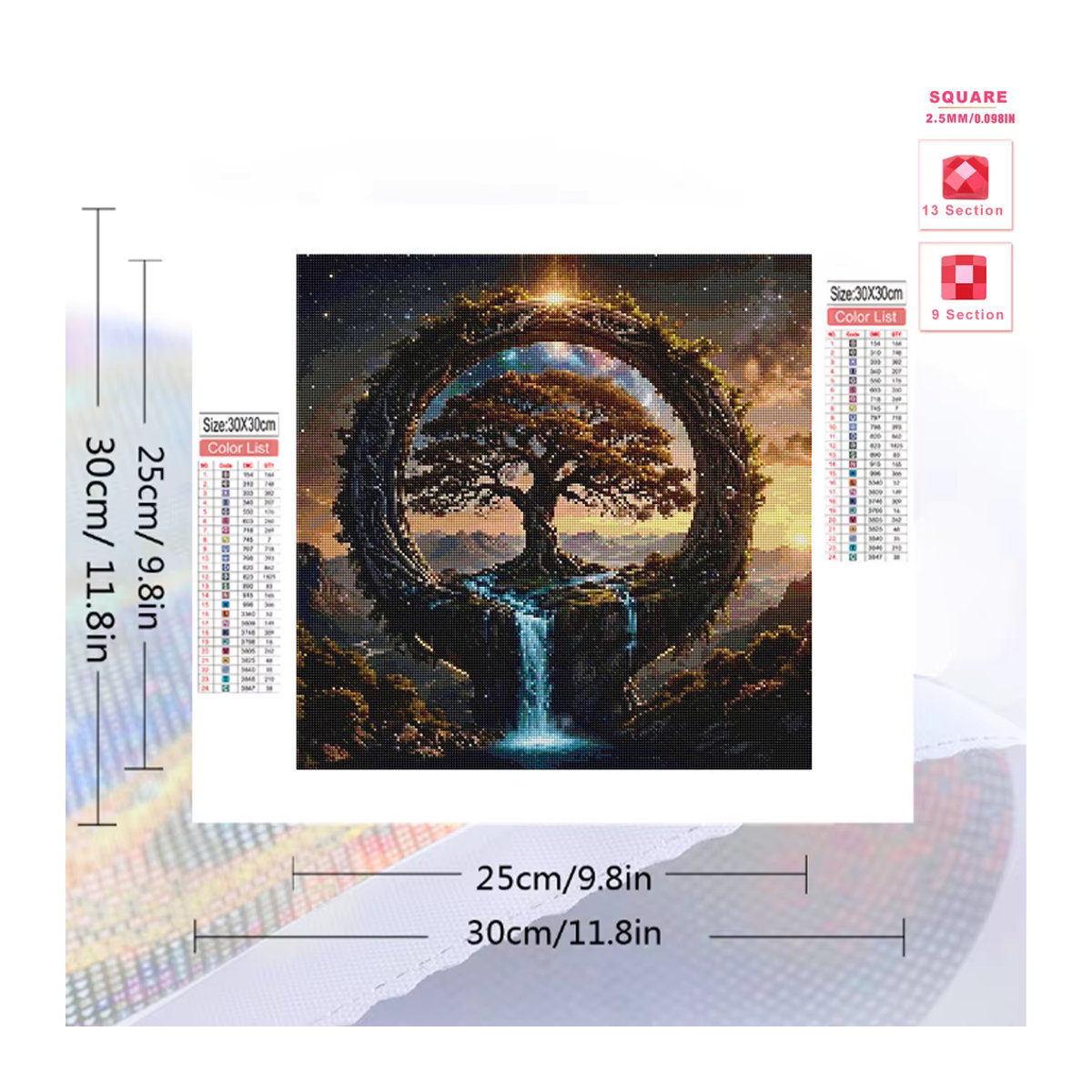 Huacan DIY-Diamantgemälde Landschaft mit Wasserfall und Bäumen als mehrfarbiges Mosaik-Bastelset zur modernen Heimdekoration - Bild 2