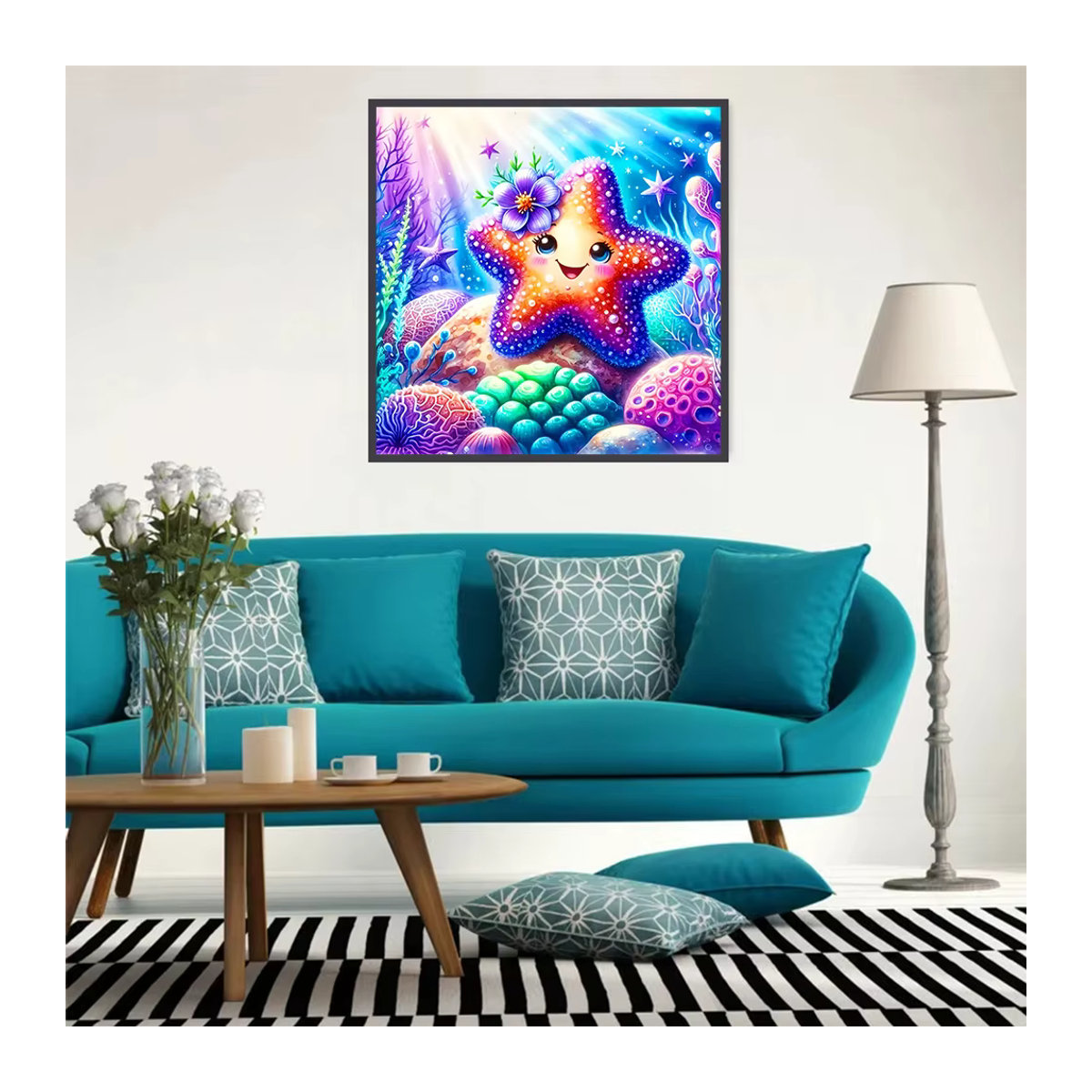 Huacan DIY Diamantmalerei Seestern Cartoon 5D Mosaik Wanddeko für Kinder, mehrfarbig - Bild 3