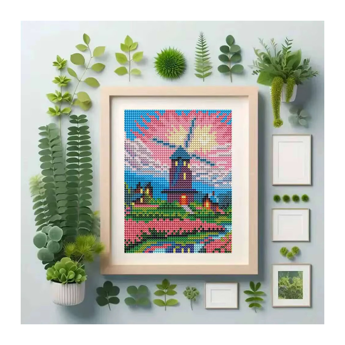 Huacan DIY Mini Diamantmalerei Set mit 12 Leuchtturm-Motiven, Landschafts-Mosaik Handwerk Set mit runden Steinen, mehrfarbig - Bild 2
