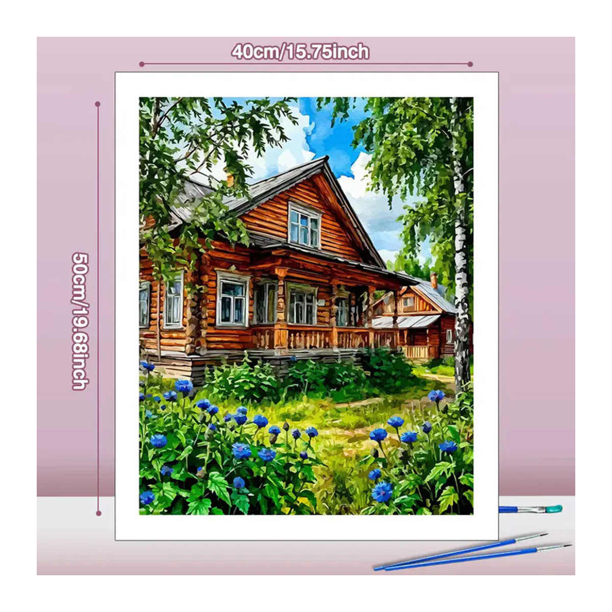 Huacan House Malen nach Zahlen Set mit Landschafts-Ölgemälde auf Leinwand, modernes mehrfarbiges Bild für Erwachsene, Hochformat, Rahmenlos, B: 40 cm, H: 50 cm - Bild 3