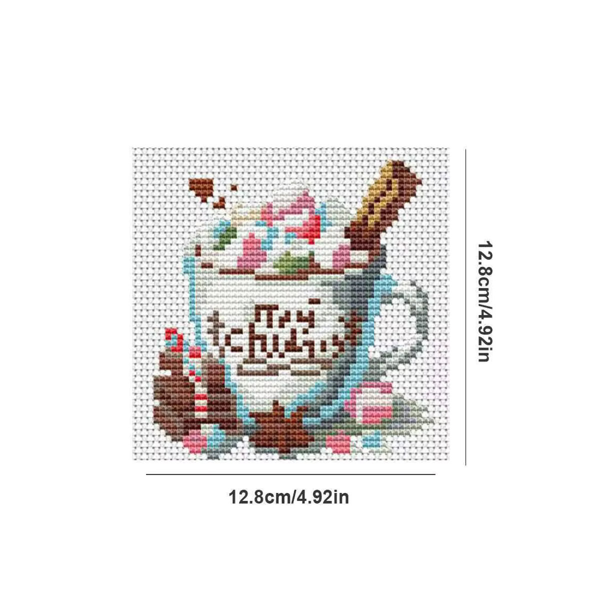 Huacan Kreuzstich-Set Kaffeetasse mit floralem Motiv, mehrfarbige bedruckte Leinwand für DIY-Stickerei, Einstiegsniveau - Bild 1
