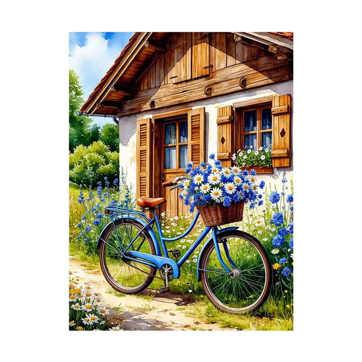 Huacan Malen nach Zahlen für Erwachsene mit Fahrrad und Blumen Motiv, Vintage Ölgemälde zur Heimdekoration, mehrfarbig, B/H: 40 x 50 cm - Bild 4