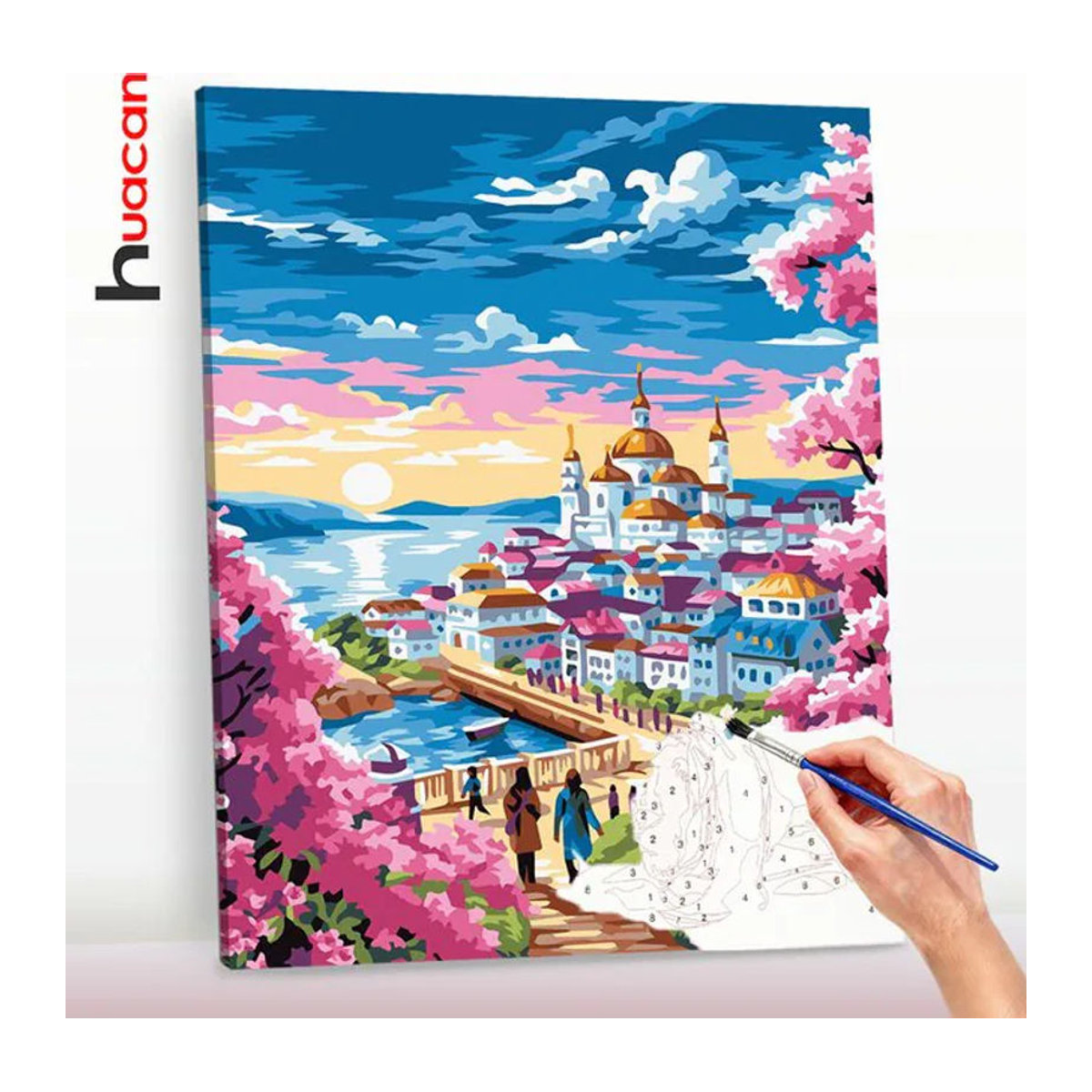 Huacan Malen nach Zahlen Landschafts-Ölgemälde Sonnenuntergang Wanddekoration mehrfarbig B/H: 50 x 40 cm - Bild 1