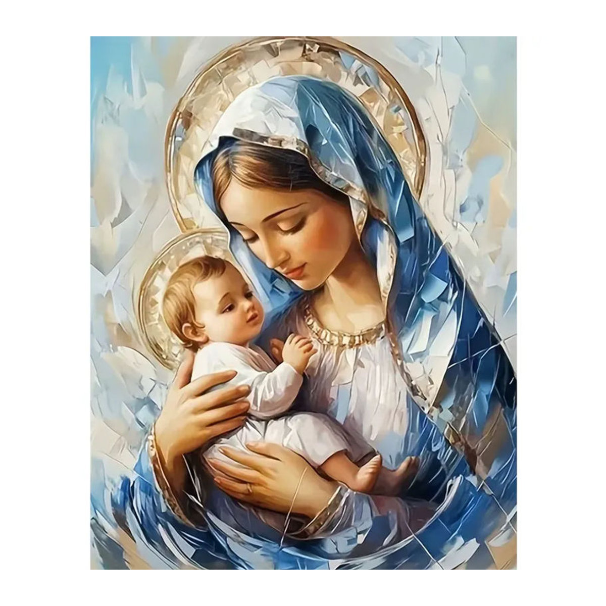 Huacan Malen nach Zahlen Maria und Jesus Porträt in Blau als DIY-Ölgemälde zur Wanddekoration - Bild 5