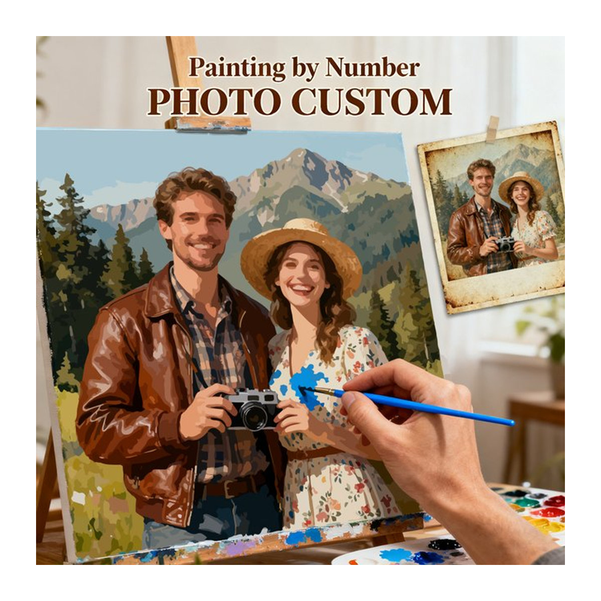 HUACAN Malen nach Zahlen mit individuellem Foto als florales Ölgemälde Set in Mehrfarbig, Rechteckig, Unisex - Bild 1