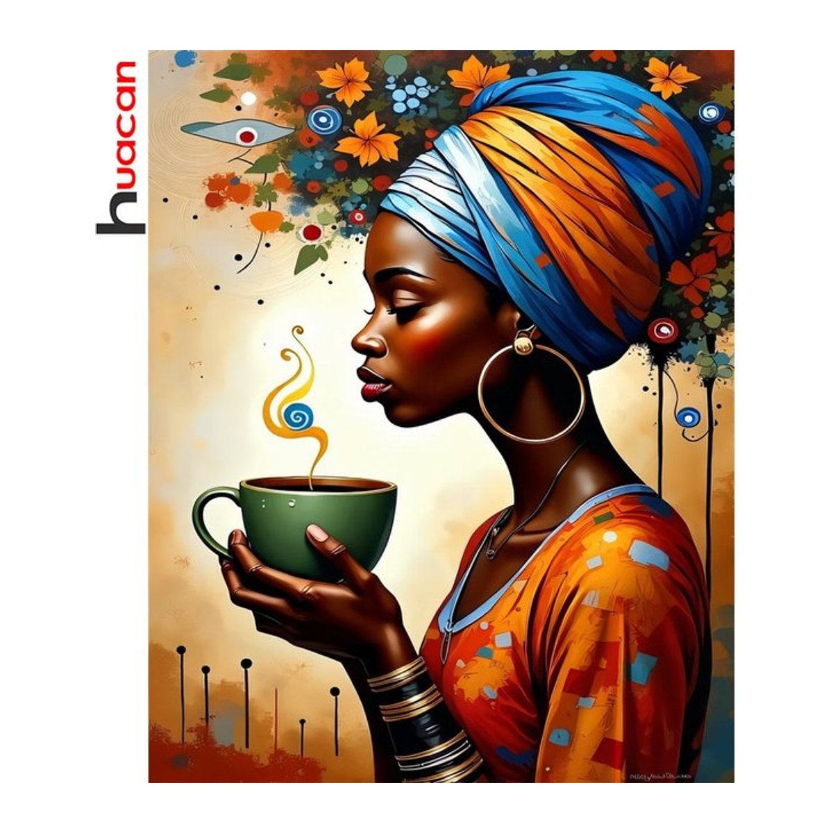 Huacan Malen nach Zahlen Porträt afrikanische Frauen auf Leinwand Wanddekoration Multicolor B: 40,0 cm, H: 38,0 cm - Bild 1