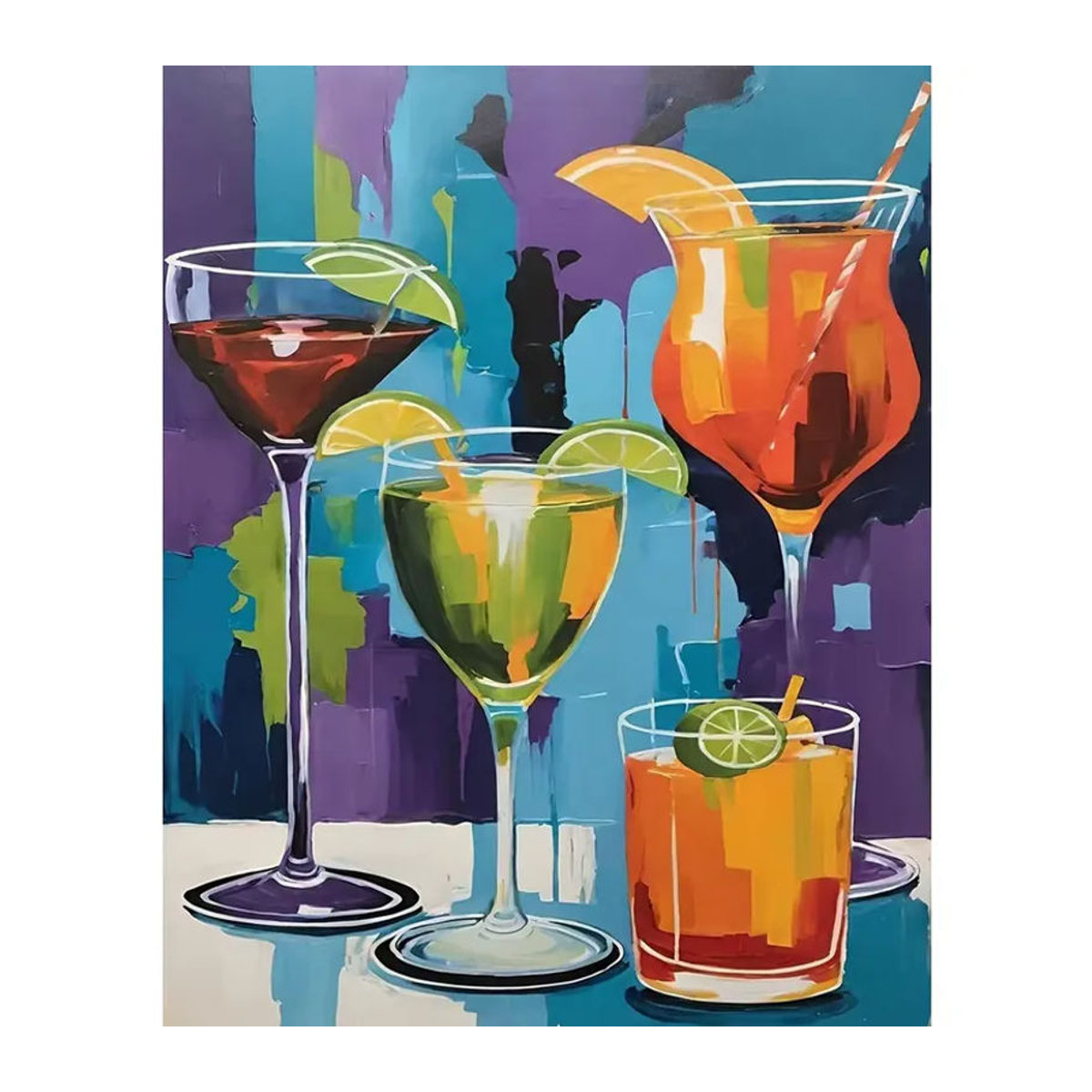 Huacan Malen nach Zahlen Set Cocktail mit Limettenscheibe, mehrfarbiges Acrylfarben Wandbild als DIY Ölgemälde zur Wanddekoration - Bild 4