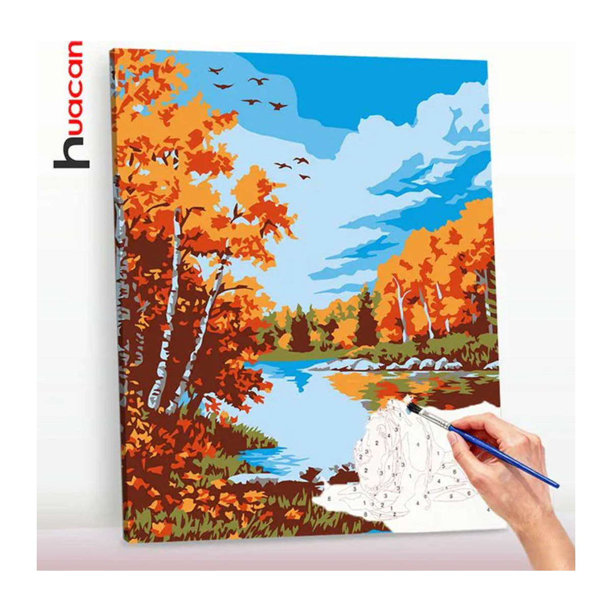 Huacan Malen nach Zahlen Set für Erwachsene mit Herbst-Landschaftsmotiv auf Leinwand, mehrfarbig - Bild 1