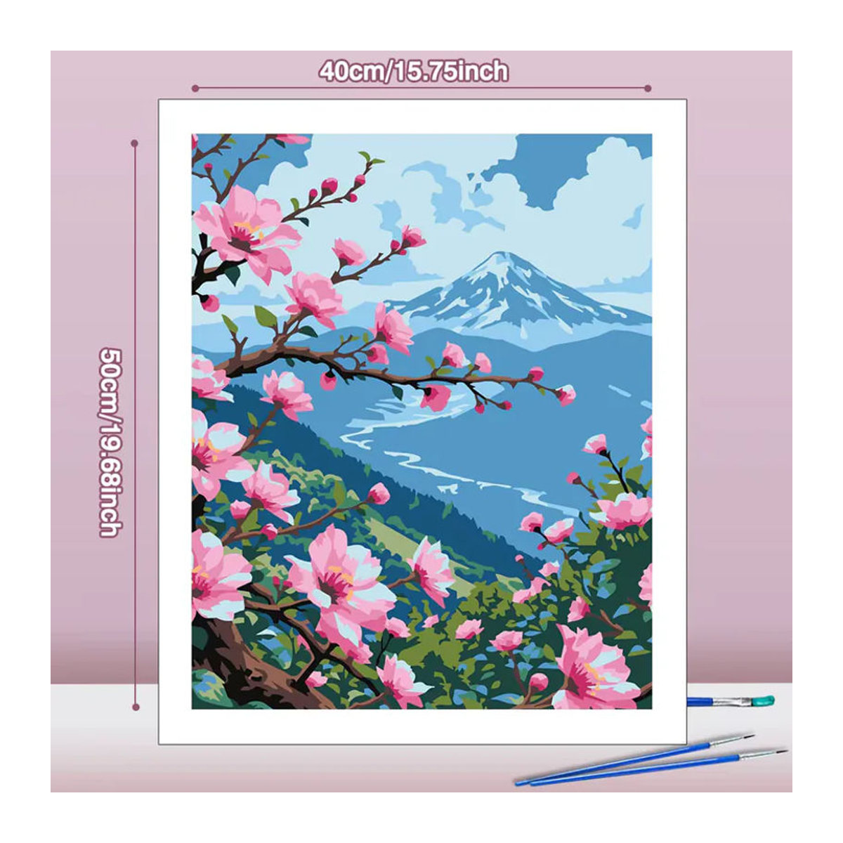 Huacan Malen nach Zahlen Set mit Landschaft und floralen Motiven auf Leinwand, mehrfarbig, B/H: 40 x 50 cm - Bild 3
