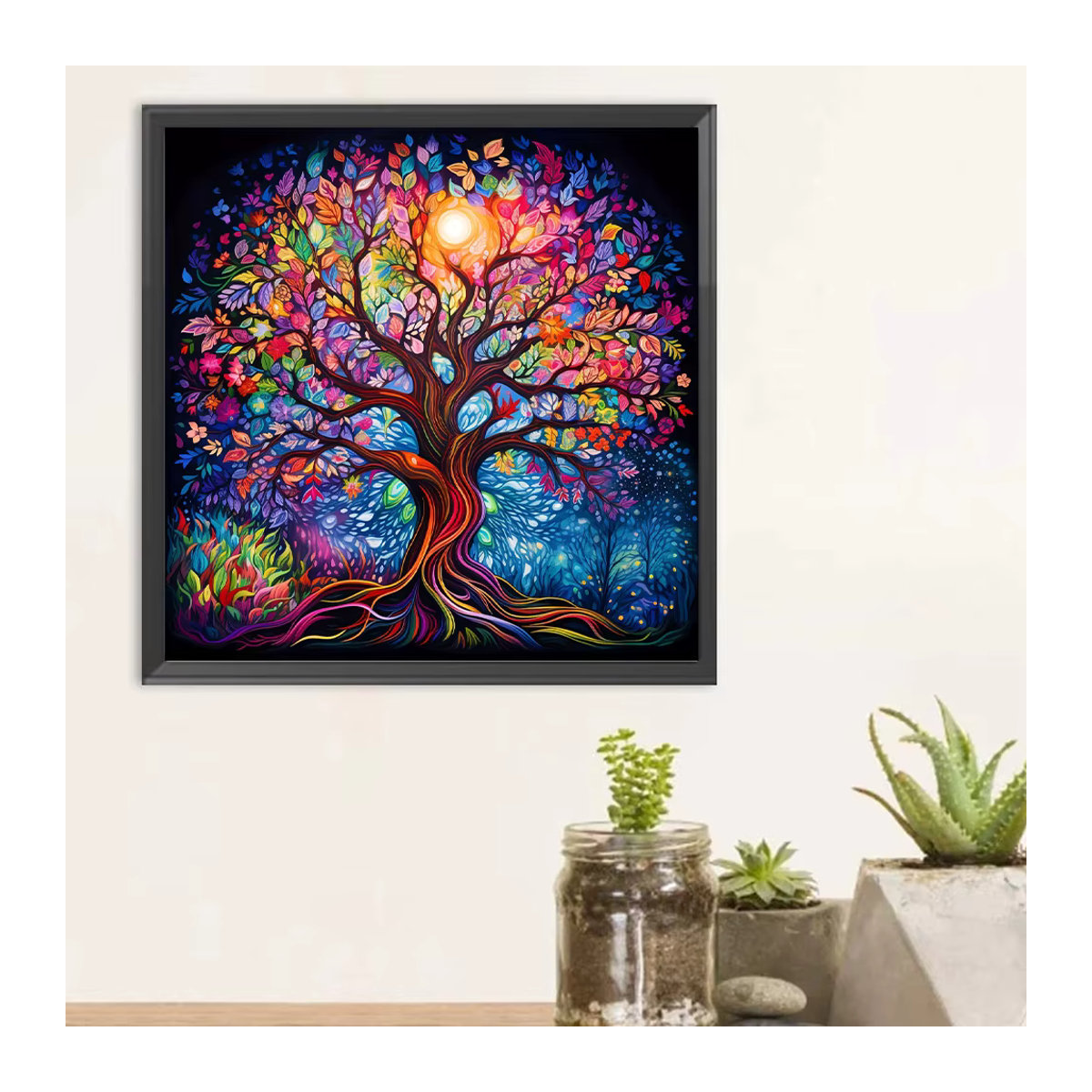 Huacan Malset Malen nach Zahlen mit Leinwand für Landschaft und florale Motive, mehrfarbig, quadratisch, B/B: 40 x 40 cm - Bild 3