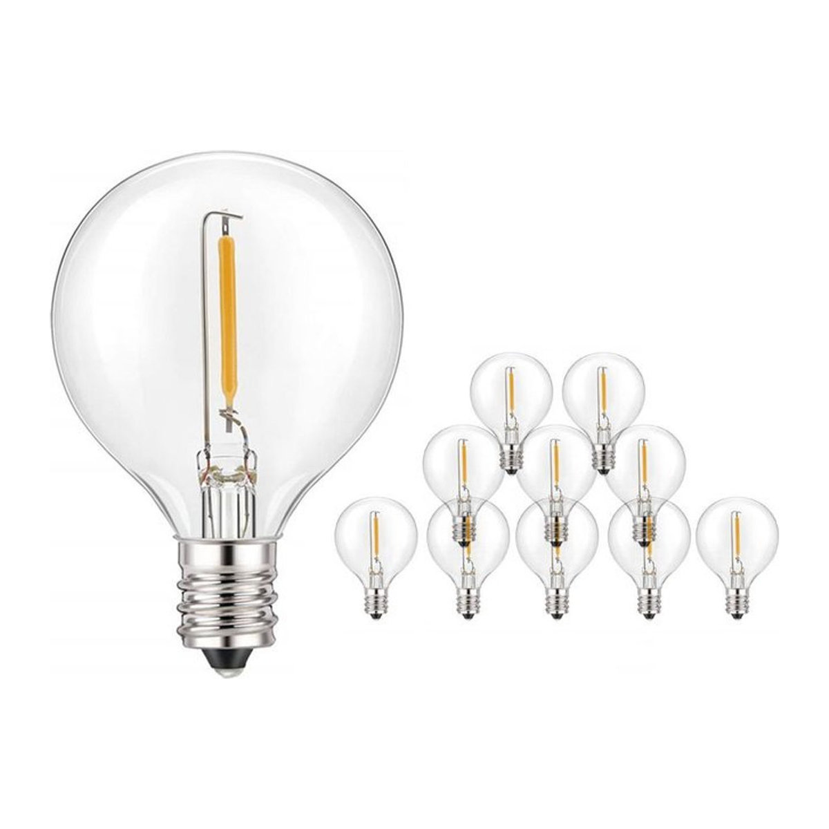 HuaJin Lighting 10 Stück G40 LED Ersatz-Glühbirnen E12 Warmweiß aus Kunststoff für Lichterketten Innen und Außen - Bild 1
