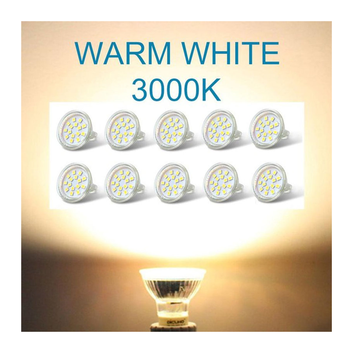 HuaJin Lighting 10 Stück MR11 LED-Lampen GU4 AC 12V 3W Warmweiß Mini-Strahler aus Glas mit 120 Grad Abstrahlwinkel ohne Flimmern - Bild 1
