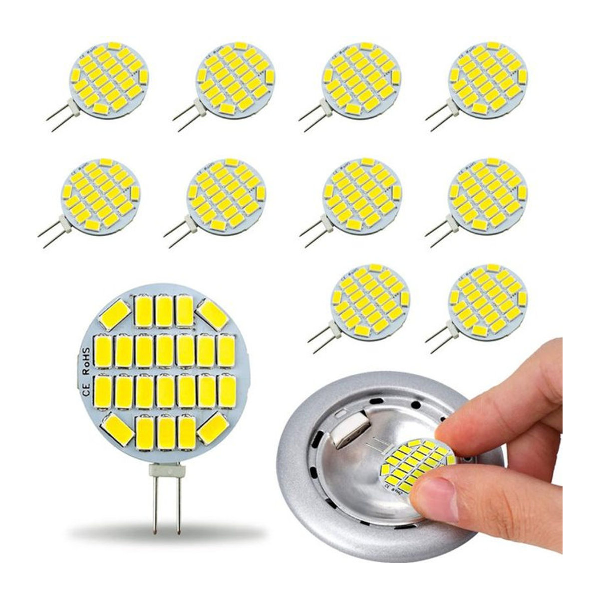 HuaJin Lighting 10er-Pack G4 LED-Strahlerlampe 3W AC/DC 12V 24V Flimmerfrei 5730 SMD für Dunstabzugshaubenbeleuchtung - Bild 1