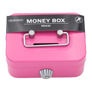 HUALIWEN Metall Spardose in Schlüsselform als kreative Münzaufbewahrungsbox und Tresor-Box in Schwarz oder Rosa