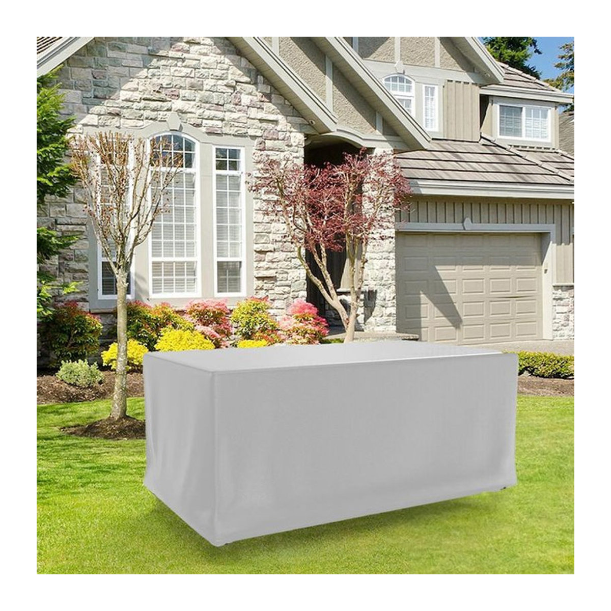 Huapate Gartenmöbelabdeckung aus 210D Oxford, UV-beständige und winddichte Terrassenmöbelabdeckung für Gartentische, Farbe: Silber, B/T/H: 80 x 80 x 80 cm - Bild 1