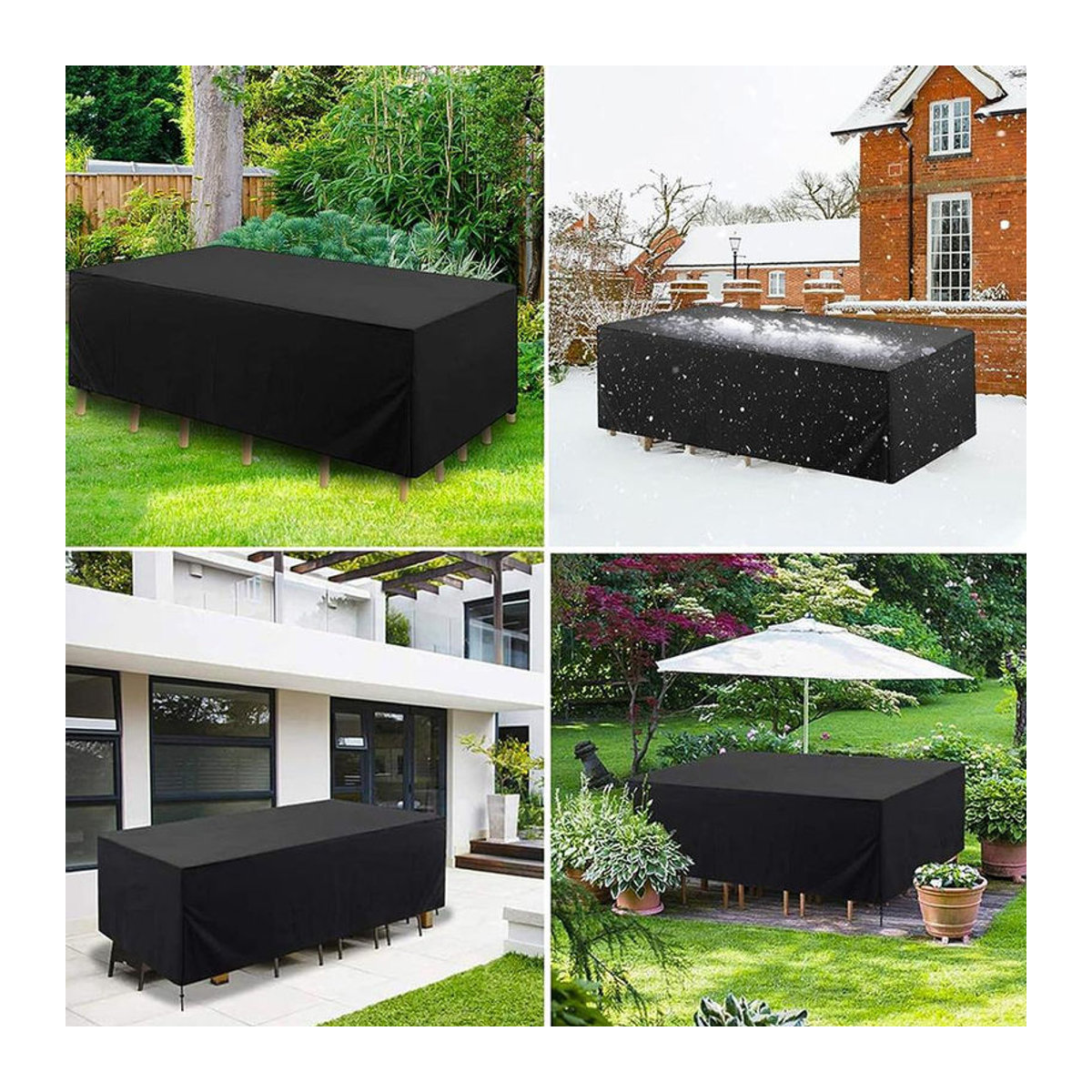 Huapate Gartenmöbelabdeckung aus 210D Oxford, UV-beständige und winddichte Terrassenmöbelabdeckung für Gartentische, Farbe: Silber, B/T/H: 80 x 80 x 80 cm - Bild 2