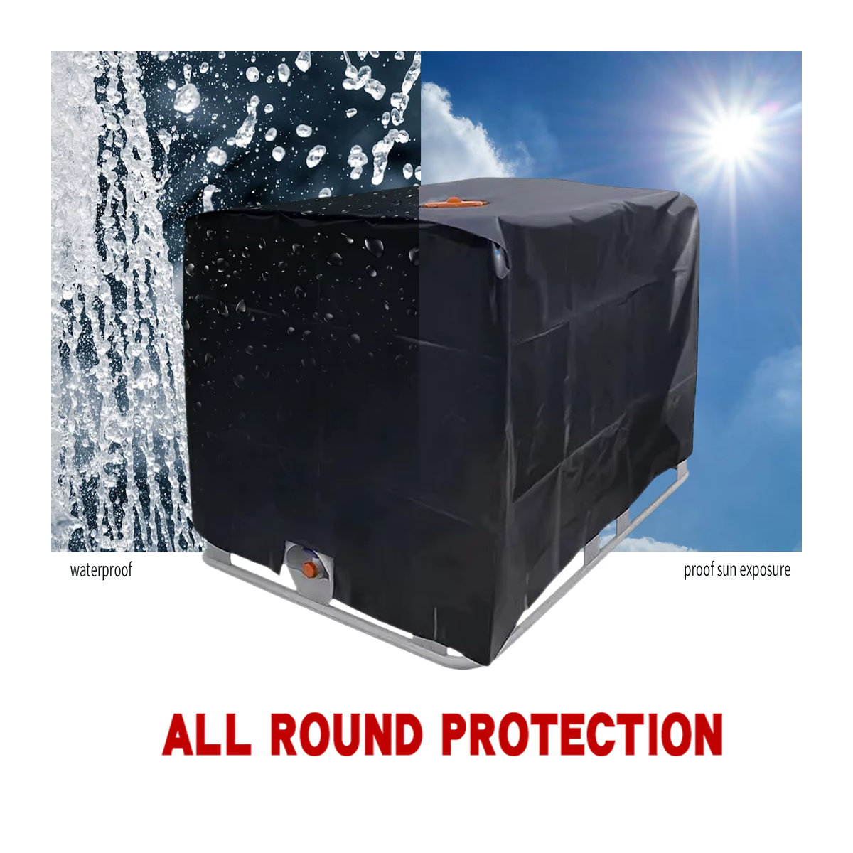 Huapate IBC-Tankabdeckung Sonnenschutz und wasserdichte Schutzhülle für 1000L Wassertanks - Bild 4