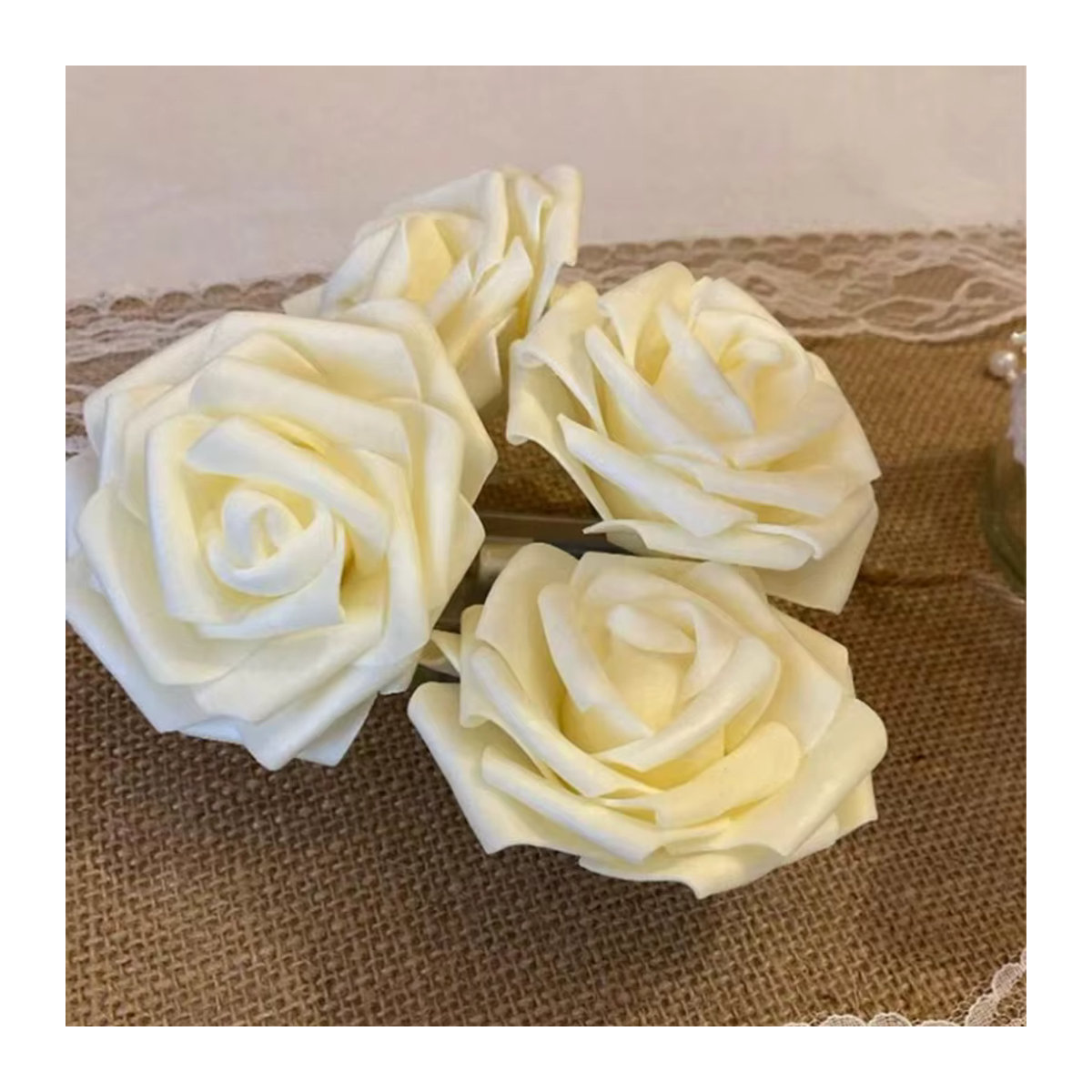 HUAYUXIANG Künstliche Rosenblüten als Einzelstiele für Hochzeitsstrauß und Dekoration in Schwarz und Weiß - Bild 2