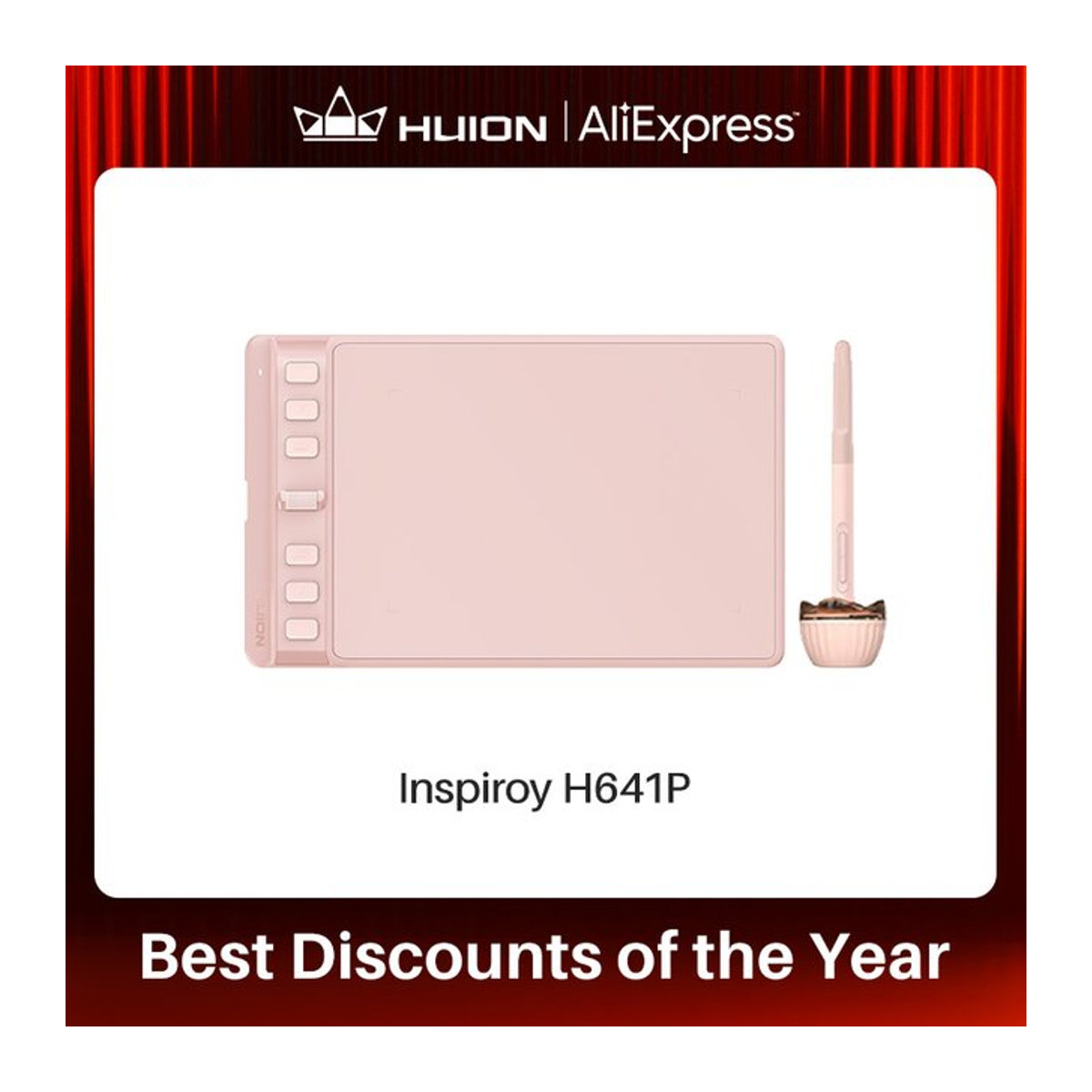 Huion Inspiroy 2 S H641P Grafiktablett in Rosa mit 6 Express-Tasten für Android, Mac und Windows - Bild 1