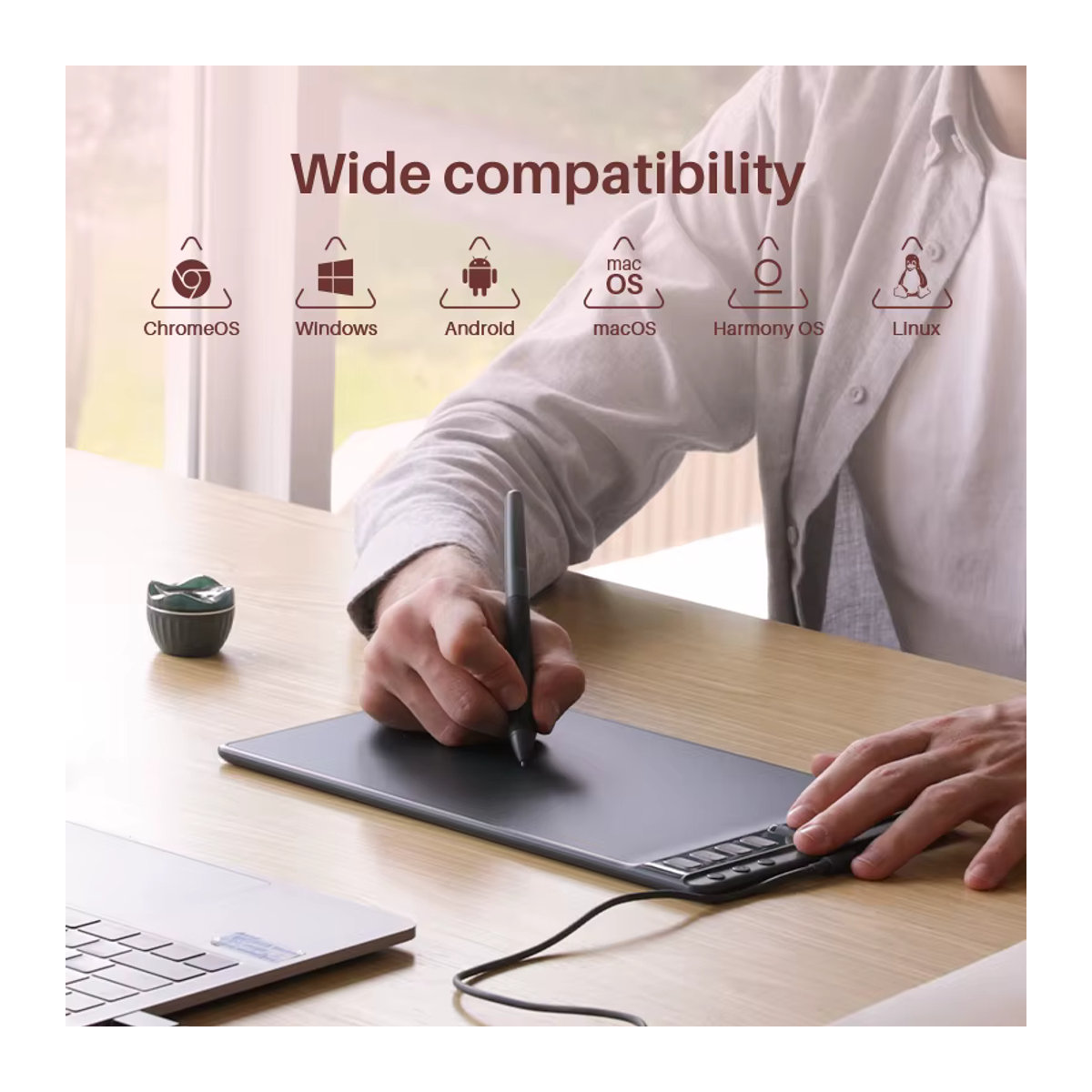 Huion Inspiroy 2 S H641P Grafiktablett in Rosa mit 6 Express-Tasten für Android, Mac und Windows - Bild 2