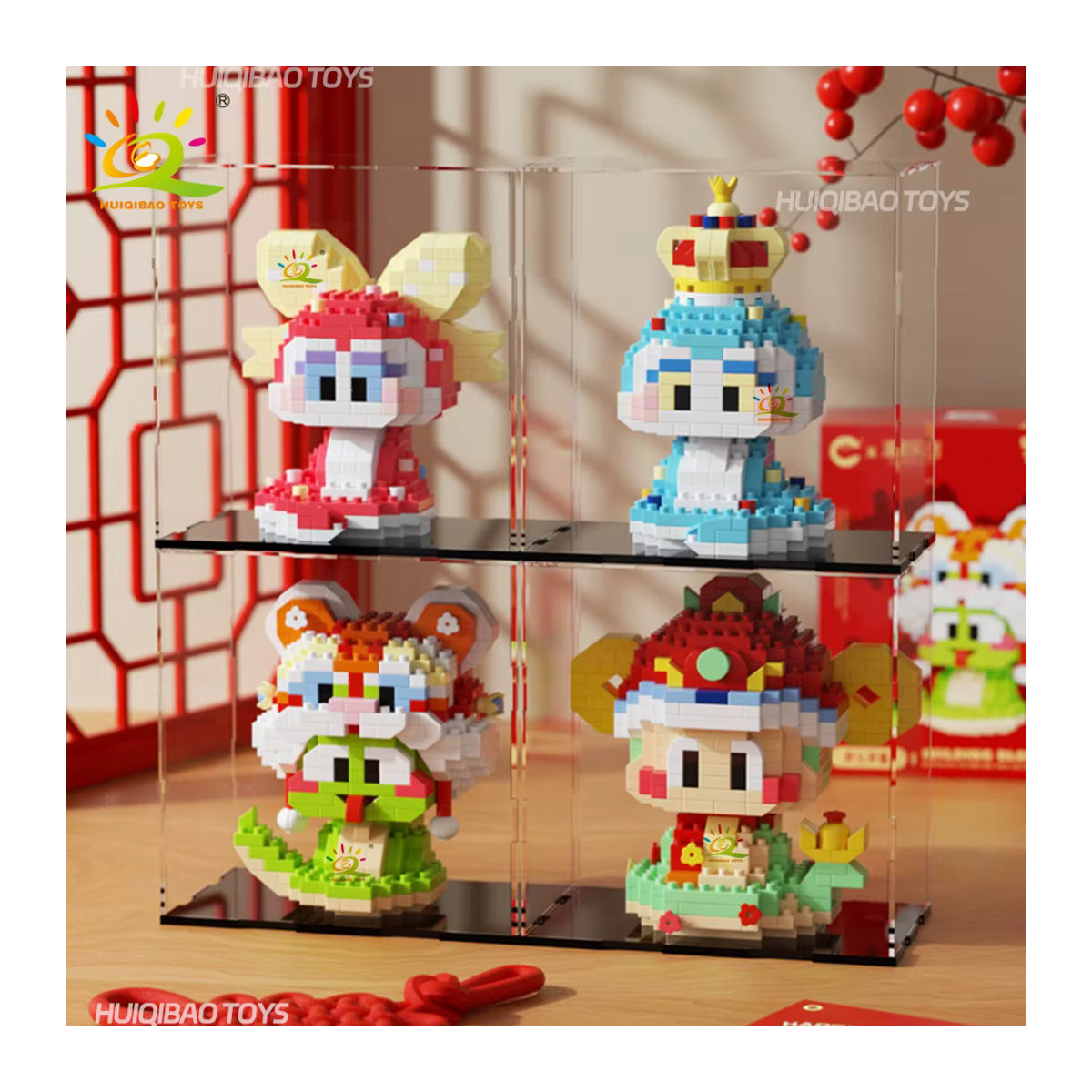 HUIQIBAO Schlangenjahr Maskottchen Baustein Set für das Frühlingsfest, mehrfarbiges Mikromodell aus Kunststoff zur Heimdekoration - Bild 2