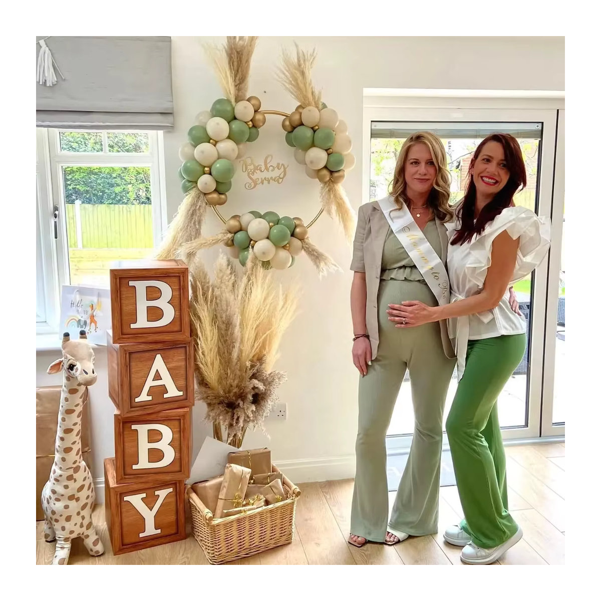 Huiran 4er Set Baby Party Boxen im Holzmaserung Design für Baby Shower und 1. Geburtstag - Bild 6