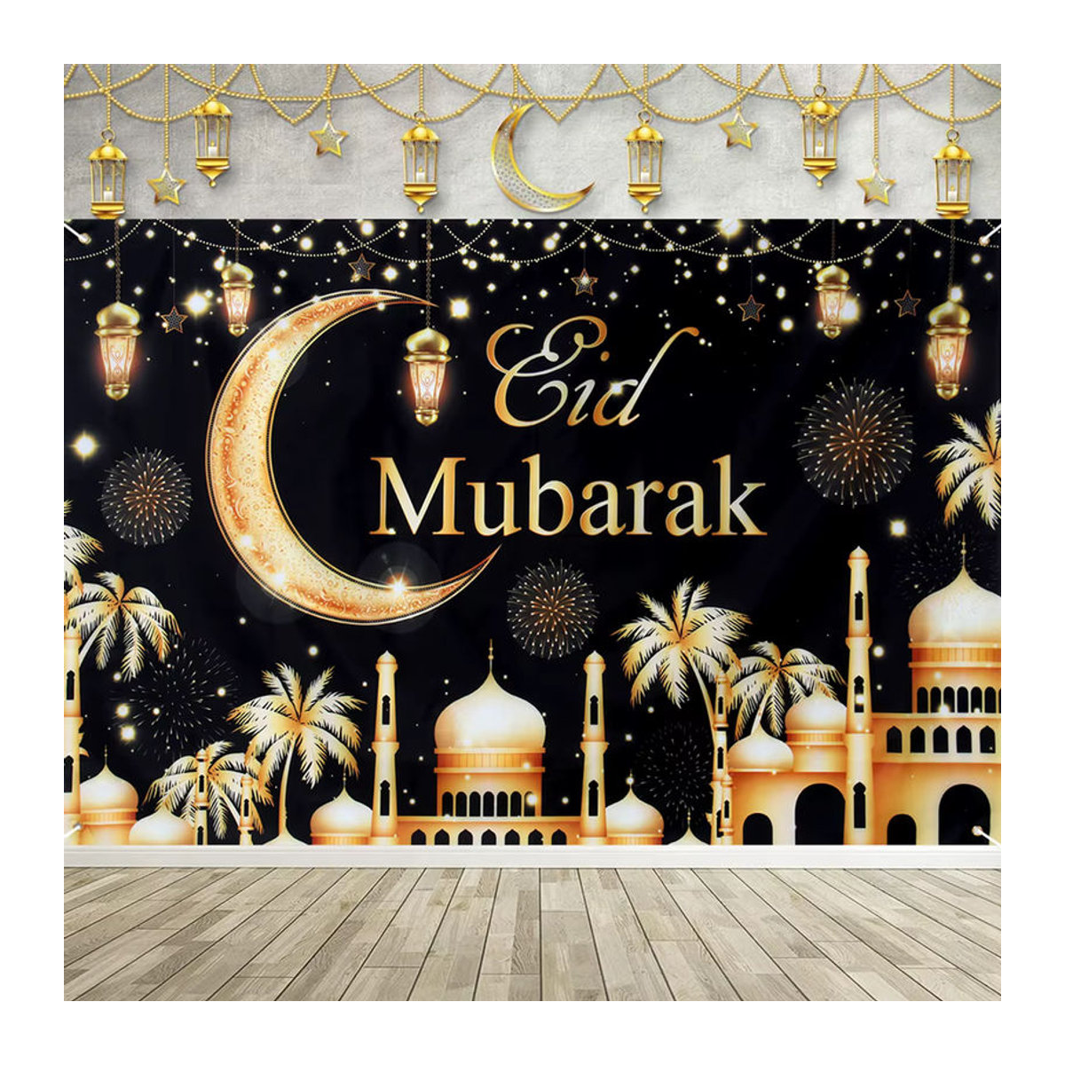 Huiran Eid Mubarak Ramadan Dekoration Schwarz Geometrisch Orientalisch Hängend - Bild 2