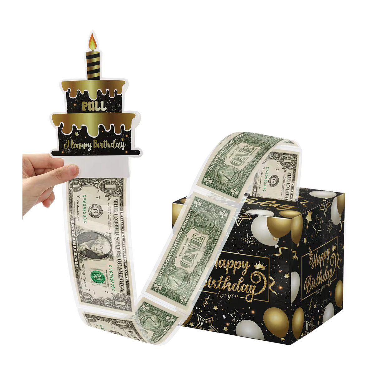 Huiran Geburtstag Bargeld Geschenk Box mit Kuchen Karte und Spardose, mehrfarbig, Papier - Bild 2