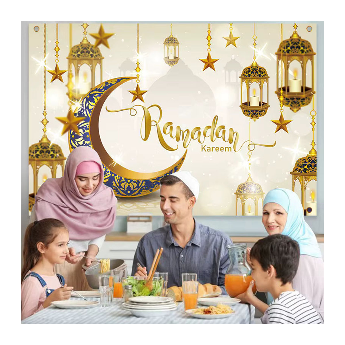 Huiran Ramadan und Eid al-Fitr Dekoration mit orientalischem Floral-Design, mehrfarbig, hängend - Bild 2
